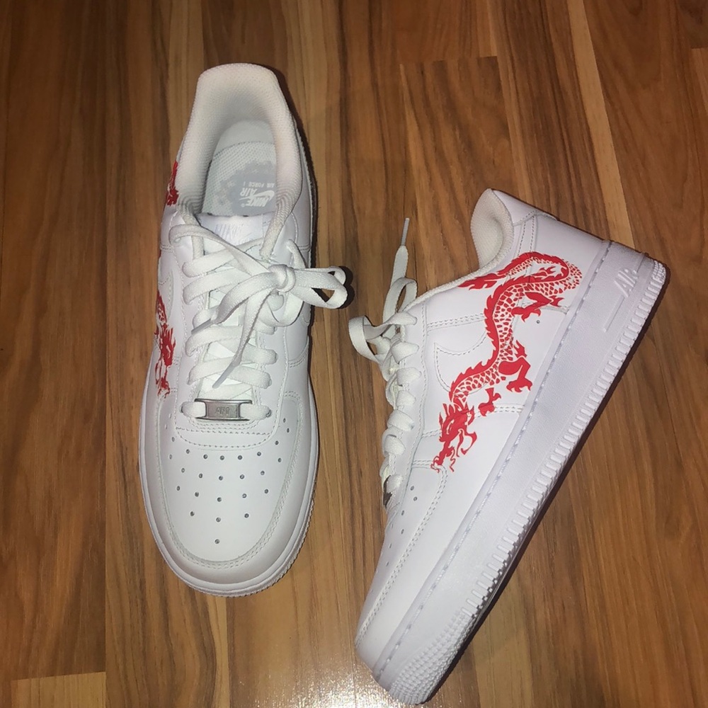 Custom Red Dragon Nike Air Force 1 ‘07 size 8.5